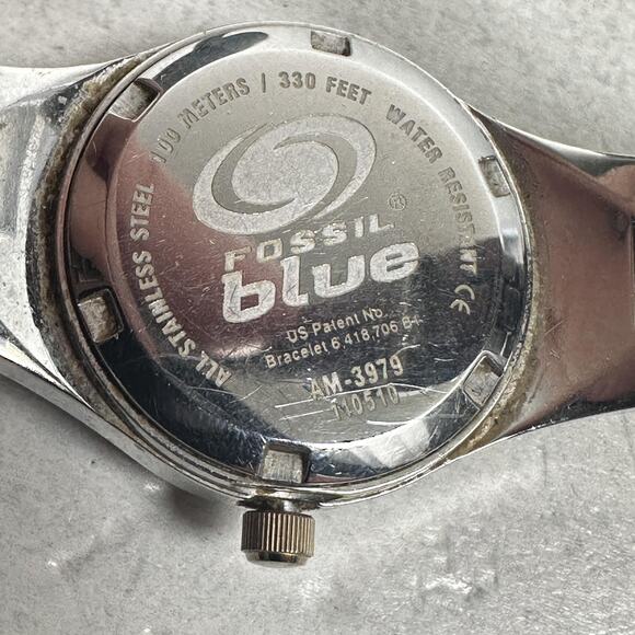 Fossil Blue Watch Womens 25mm Two-Tone MOP Dial Crystal Bezel Date New Battery - Picture 7 of 9